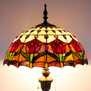 Stained Glass Standing Lamps Werfactory® Red Amber Tulip Flower Reading Tiffany Floor Light