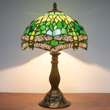 Tiffany Table Lamps Werfactory® Green Stained Glass Dragonfly Light