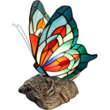 Werfactory® Tiffany Butterfly Style Table Lamp Blue Stained Glass Desk Night Light