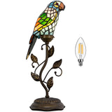 Tiffany Parrot Lamp Handmade Colorful Stained Glass Birds Reading Light