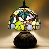 Werfactory® Tiffany Lamp Stained Glass Green Grape Style Table Lamp Mushroom Lamp