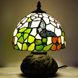 Werfactory® Tiffany Table Lamp W8H11 Inch Stained Glass red Green Flower Butterfly Mushroom Lamp