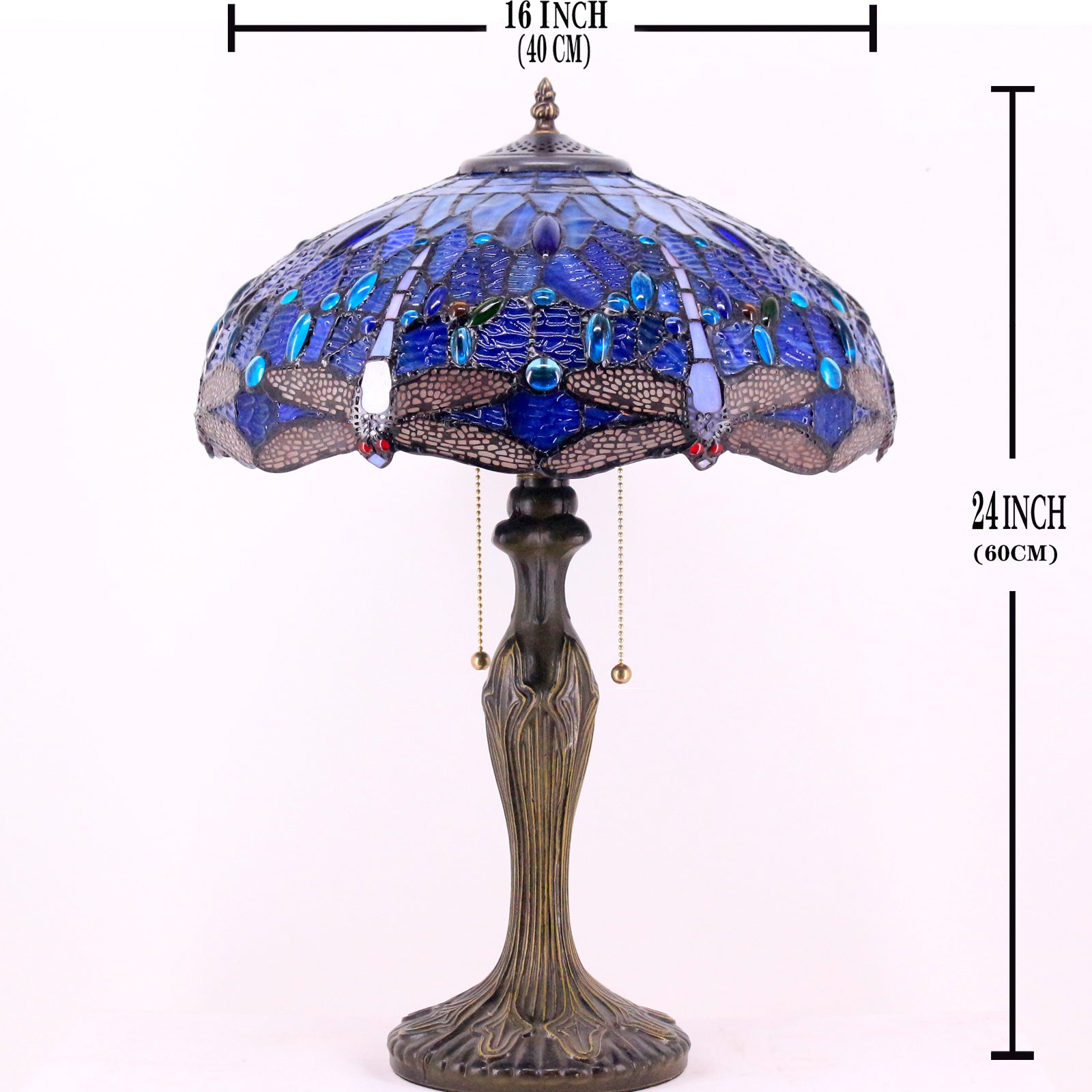 Tiffany Table Lamps Werfactory® Blue Stained Glass Bedside Desk Reading Light