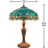 Tiffany Style Lamps Werfactory® Green Stained Glass Dragonfly Bedside Desk Reading Light