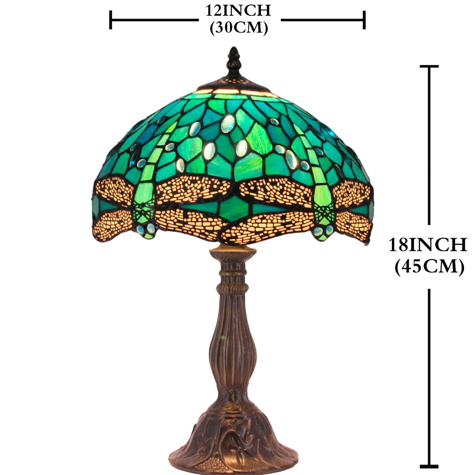 Tiffany Lamp Werfactory® Green Blue Stained Glass Dragonfly Light