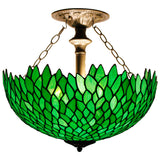 Tiffany Lamp Shade Replacement Werfactory® W16H7 Inch Green Stained Glass Wisteria Lampshade