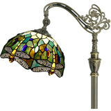 Werfactory® Tiffany Floor lamp, 67 Inch high Dragonfly Style Stained Glass Arched Gooseneck Lamp