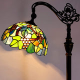 Werfactory® Tiffany Floor Lamp Stained Glass Grape Arched Gooseneck Reading Light