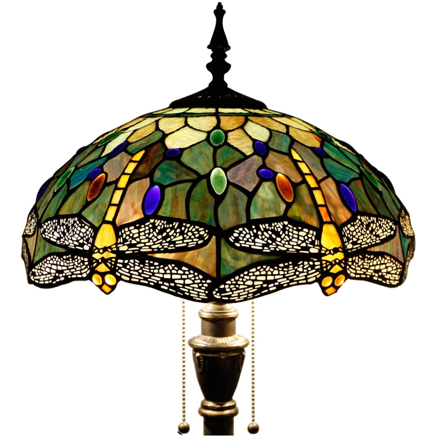 Werfactory® Tiffany Floor lamp, 70 inches high Dragonfly Style Stained Glass Light