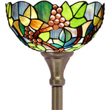 Werfactory® Torchiere Tiffany Floor Lamp Stained Glass Torch Grape Standing Light