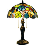 Werfactory® Tiffany Table Lamp Green Stained Glass Grapes Style Handmade Reading Lamp