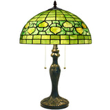 Werfactory® Tiffany Lamp Green Stained Glass Table Lamp W16H24 Inch Bedside Nightstand
