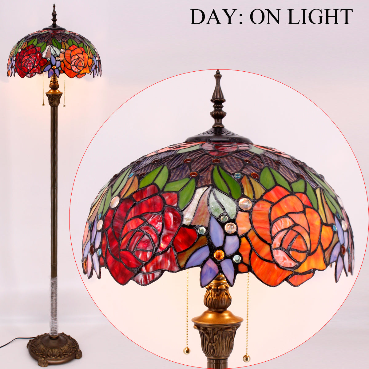 Rose stained glass lamp clearance
