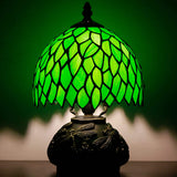 Werfactory Tiffany Lamp Green Leaf Style Stained Glass Table Lamp Mushroom Base Lamp