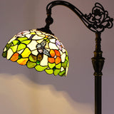 Werfactory® Tiffany Floor Lamp 12X18X65 Inches Stained Glass Butterfly Arched Gooseneck Reading Light