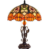 Werfactory® Tiffany Table Lamp Stained Glass Lamp Orange Flower Desk Light