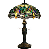 Werfactory® Tiffany Table Lamp 24 Inch High Stained Glass Dragonfly Style Reading Lamp
