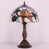 12 inch Tiffany Lamps Werfactory® Double Tropical Birds Stained Glass Bedside Lamp