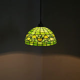 Werfactory® Tiffany Pendant Light Fixture 12 Inch Handmade Green Stained Glass Shade Hanging Lamp