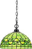 Werfactory® Tiffany Style Plug in Pendant Light 12 Inch Green Stained Glass Hanging Lamp