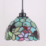 Werfactory® Tiffany Pendant Lighting Fixture 8 Inch Green Stained Glass Hanging Lamp