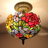 12 inch Rose Stained Glass Lampshade Only Werfactory®  Fit for Tiffany Table Lamp