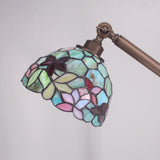 Werfactory® Torchiere Tiffany Floor Standing Stained Glass Flower Arched Lamp Swing Arm Angle Adjustable Reading Light