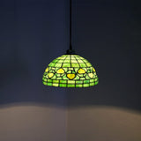 Werfactory® Tiffany Pendant Light Fixture 12 Inch Handmade Green Stained Glass Shade Hanging Lamp