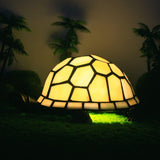 Werfactory® Tortoise Tiffany Turtle Lamp Beige Stained Glass Table Lamp Small Mini Cute Animal Desk Night Light