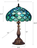 Tiffany Table Lamp Werfactory® W12H19 Inch Blue Stained Glass Lamp