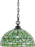 Werfactory® Tiffany Style Plug in Pendant Light 12 Inch Green Stained Glass Hanging Lamp