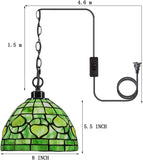 Werfactory® Small Tiffany Style Plug in Pendant Light Mini Stained Glass Chandelier