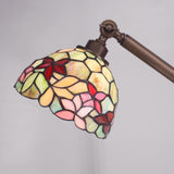 Werfactory® Torchiere Tiffany Floor Standing Stained Glass Flower Arched Lamp Swing Arm Angle Adjustable Reading Light