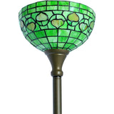 Werfactory® Tiffany Style 65" Torchiere Traditional Floor Lamp Stained Glass Lampshade