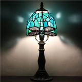Werfactory® Tiffany Lamp Stained Glass Table Lamp Green Blue Dragonfly Style Accent Lamp