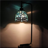 Werfactory® Tiffany Lamp W6H20 Inch Sea Blue Dragonfly Stained Glass Table Lamp