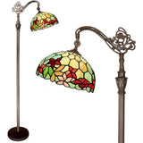 Werfactory® Tiffany Floor Lamp Stained Glass Flower Arched Gooseneck Reading Light