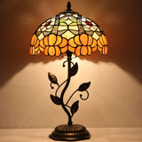 Werfactory® Table Lamp Stained Glass Lamp Orange Flower Desk Light