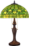 Werfactory® Tiffany Lamp Green Stained Glass Table Lamp W16H24 Inch Bedside Nightstand