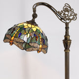 Werfactory® Tiffany Floor lamp, 67 Inch high Dragonfly Style Stained Glass Arched Gooseneck Lamp