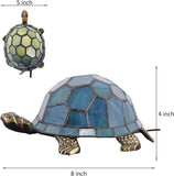 Werfactory® Tortoise Tiffany Style Turtle Lamp Blue Stained Glass Table Lamp