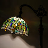 Werfactory® Tiffany Floor lamp, 67 Inch high Dragonfly Style Stained Glass Arched Gooseneck Lamp