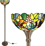 Werfactory® Torchiere Tiffany Floor Lamp Stained Glass Torch Grape Standing Light