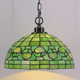 Werfactory® Tiffany Style Plug in Pendant Light 12 Inch Green Stained Glass Hanging Lamp