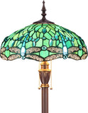 Werfactory® Tiffany Floor Lamp Blue Stained Glass Dragonfly Style Reading Lamp