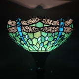 Werfactory® Torchiere Tiffany Floor Lamp Green Dragonfly Stained Glass Torch Light