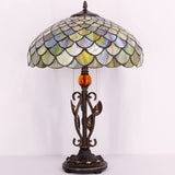 Werfactory® Tiffany Table Lamp Stained Glass Lamp Fish Scales Desk Light W16H24 Inch