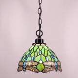 Werfactory® Tiffany Style Plug in Pendant Light Mini Stained Glass Dragonfly Chandelier