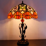 Werfactory® Tiffany Table Lamp Stained Glass Lamp Orange Flower Desk Light