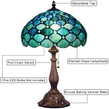 Tiffany Table Lamp Werfactory® W12H19 Inch Blue Stained Glass Lamp